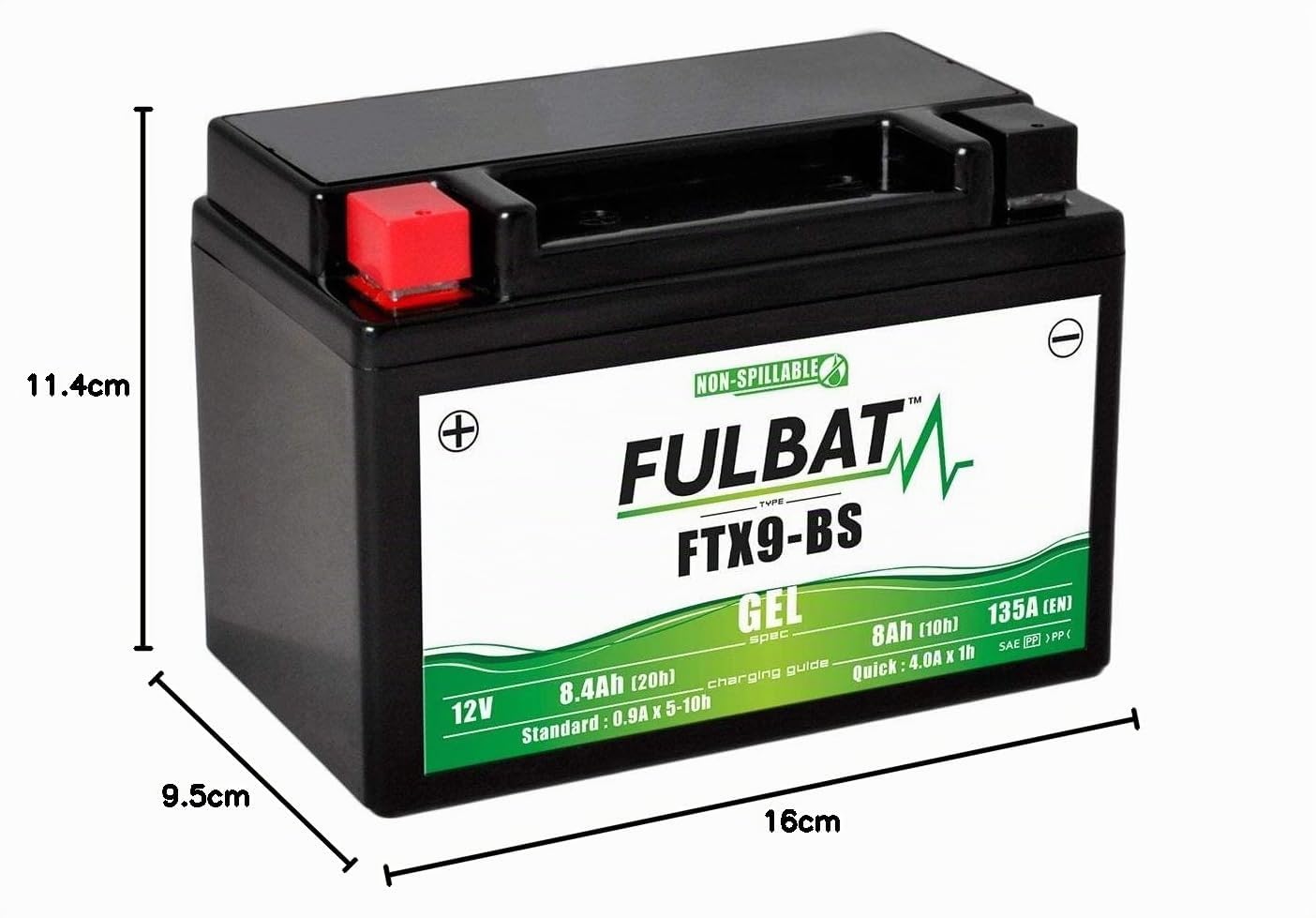Fulbat YTX9-BS Gel Batterie 12V 8Ah Wartungsfrei