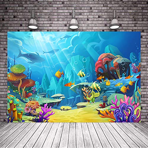 7X5Ft Underwater World Backdrop Cartoon Colorful Sea Photography Backdrop Fantasy Underwater World Kids Theme Party Background For Cake Table Decoration Xcvv022 #TOP3