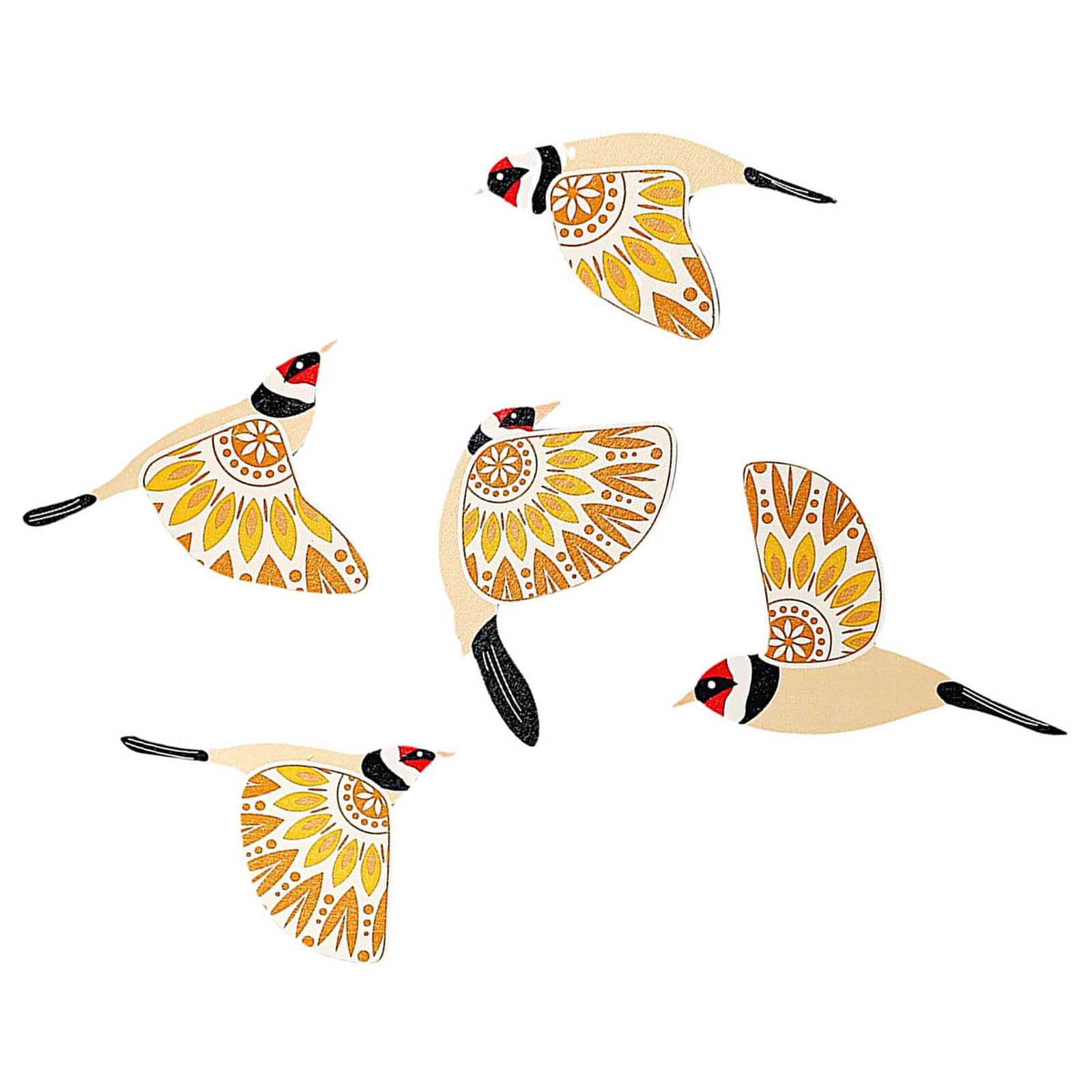 PIEXANGH Scandinavian Farmhouses Wooden Bird Wall Decorations 5Pcs Handcrafted Set for Home Decors Bird Enthusiast Gift Giving Wood Nursery Wall Decorations