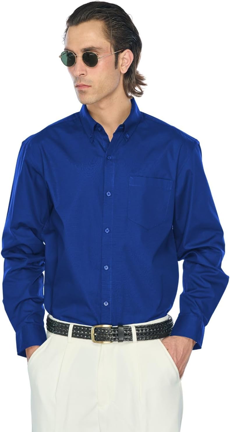 JustBlanks Men’s Dress Shirt Long Sleeve Poplin Button Down Shirts with Pocket Dress Shirt for Mens