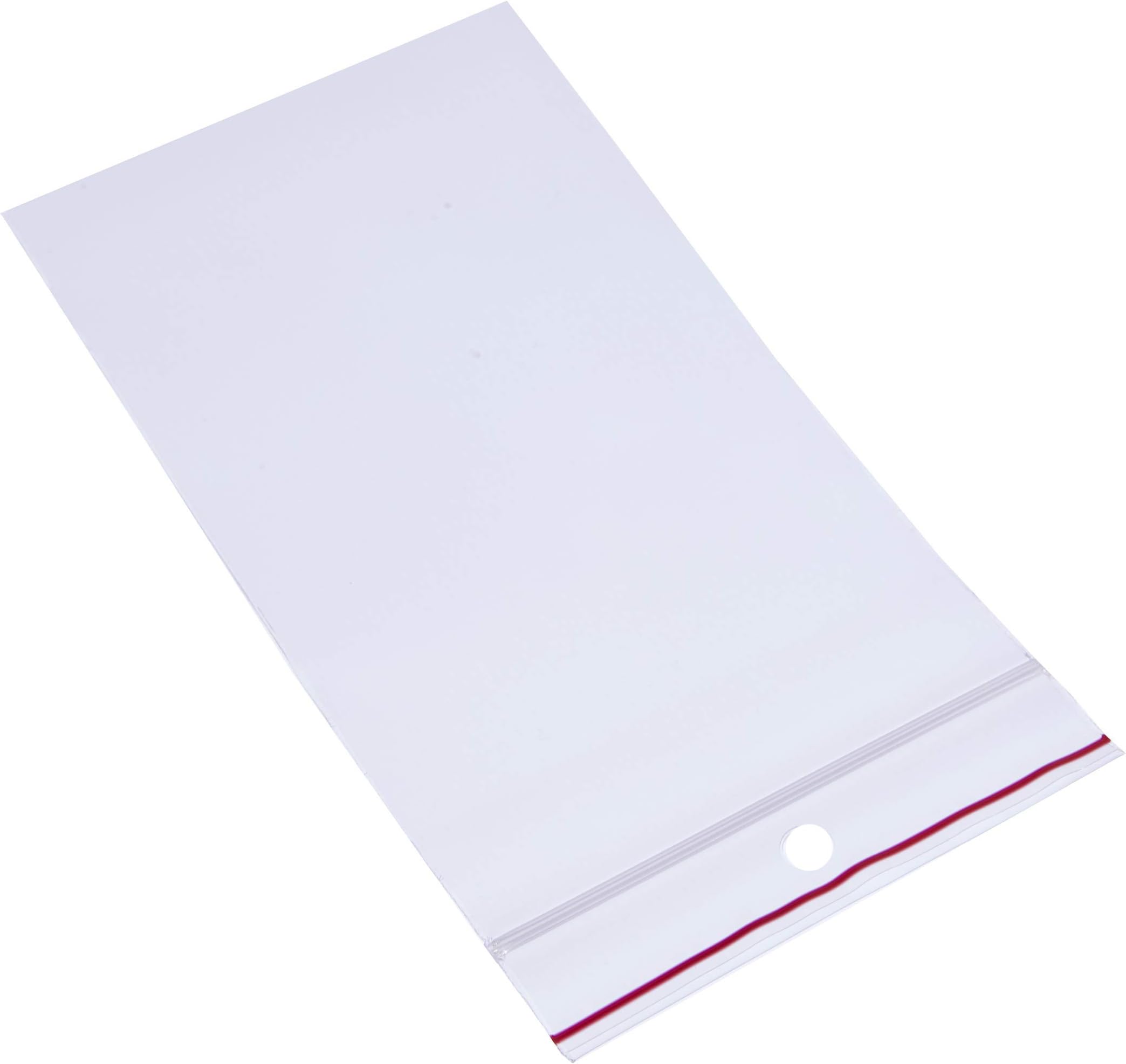 MGRL4PH0305 Polyethylene (LDPE/LLDPE Blend) Clear Reclosable Bag, Hang Hole, 5" Length, 3" Width (Pack of 1000)
