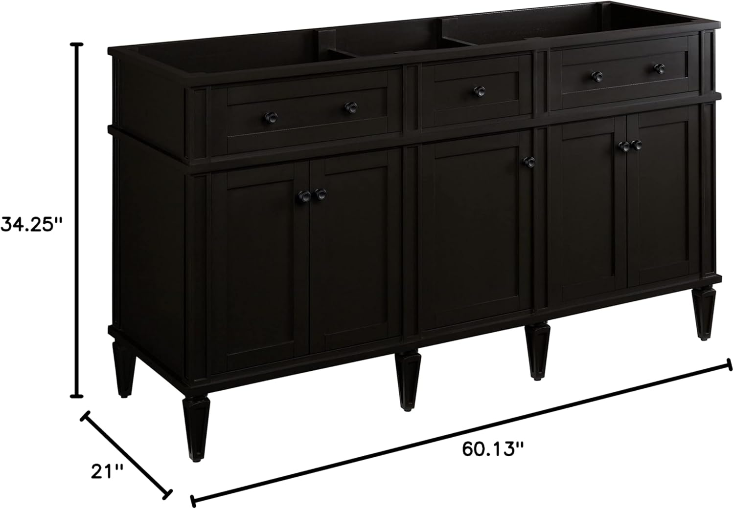 Signature Hardware 483592 Elmdale 60" Free Standing Double Basin Vanity Set with Mahogany Cabinet, Wood Vanity Top, and Porcelain Undermount Sink - 8" Faucet Holes