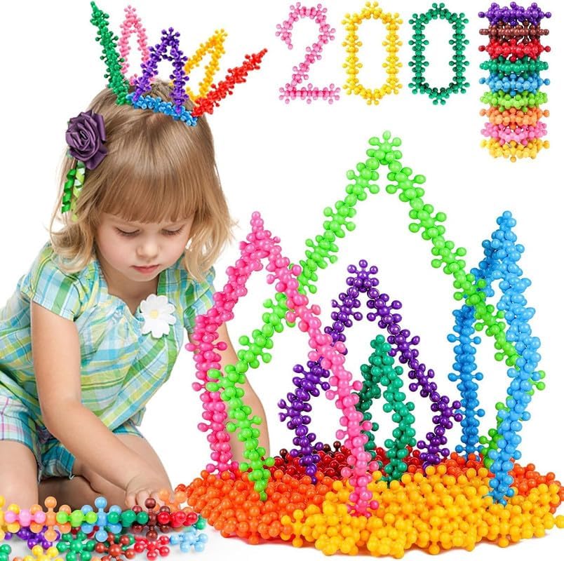 - Star Links Interlocking Blocks Construction Blocks Colorful Star Building Blocks Toys for Kids Boys Girls (Multicolor_200 Pcs)