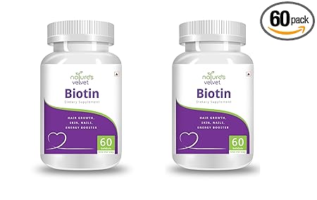 nature's velvet Lifecare Biotin, for Healthy Hair, Skin and Nails and Energy, 60 Soft Gels (60+60)