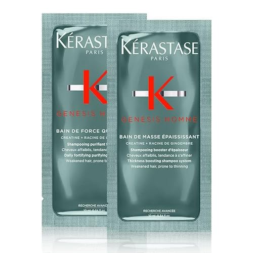 Kerastase DUO SAMPLE SACHET Genesis Homme Thickness Boosting Bain Shampoo 10ml and Daily Purifying Fortifying Bain Shampoo 10ml