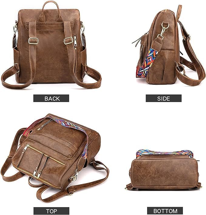 Image of Women's Fashion Backpack with Shoulder Strap Stylish Leather Backpack for Women | Shoulder Bag for Women & Girls | Anti Theft | Multipurpose Travel Bag for Women | Adjustable Shoulder Straps