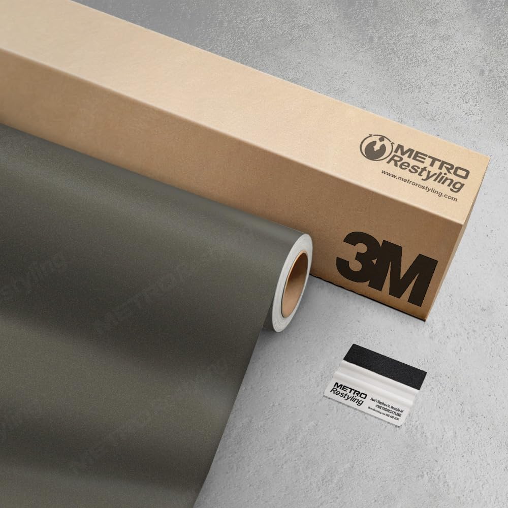 3M 2080 Matte Car Wrap Vinyl Film W/Metro Restyling Squeegee (5ft x 75ft, M230 Matte Gray Aluminum)