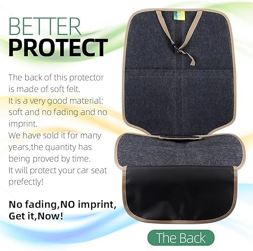 Miniatura 3 de Protector de asiento de automóvil de cuero para elevador, duradero, impermeable, funda de asiento grande con bolsillo de almacenamiento para niños