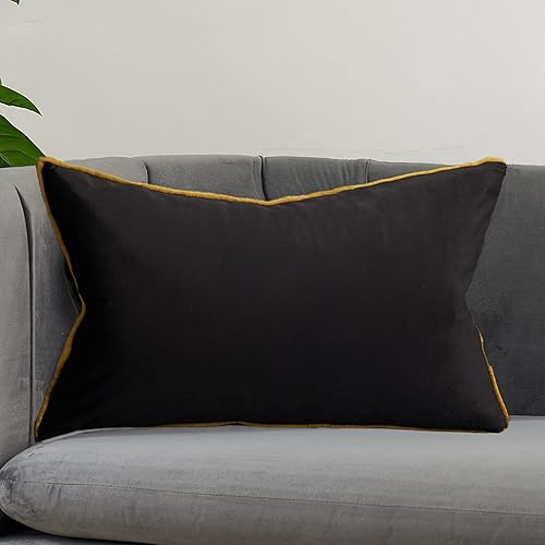 Avigers Funda de cojín de 12 x 20 pulgadas, color negro, moderna, de lujo, decoración del hogar, funda de almohada lumbar para sofá, sala de estar,