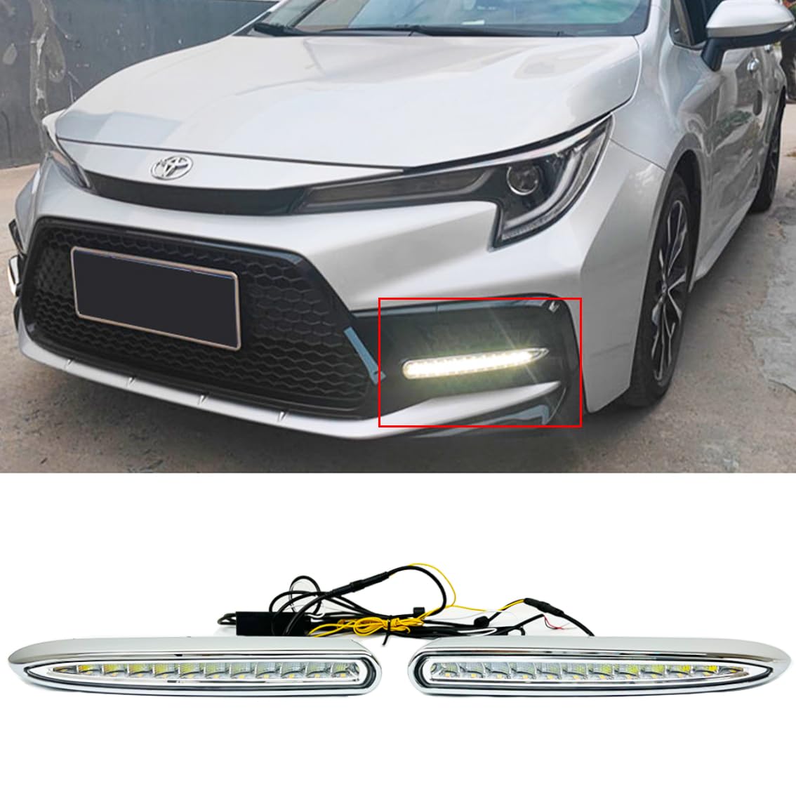 FITS 2020-2024 Toyota Corolla SE XSE Sedan 3 Colors LED DRL Daytime Running Light Fog LAMP KIT