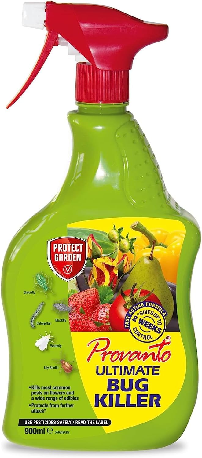 AMK® Provanto Ultimate Bug Killer 1L RTU Ready To Use Spray Insecticide Pest Control for Garden Plants Flowers Fruit Vegetables Kills Aphids Greenfly Whitefly Caterpillars Beetles Systemic Contact