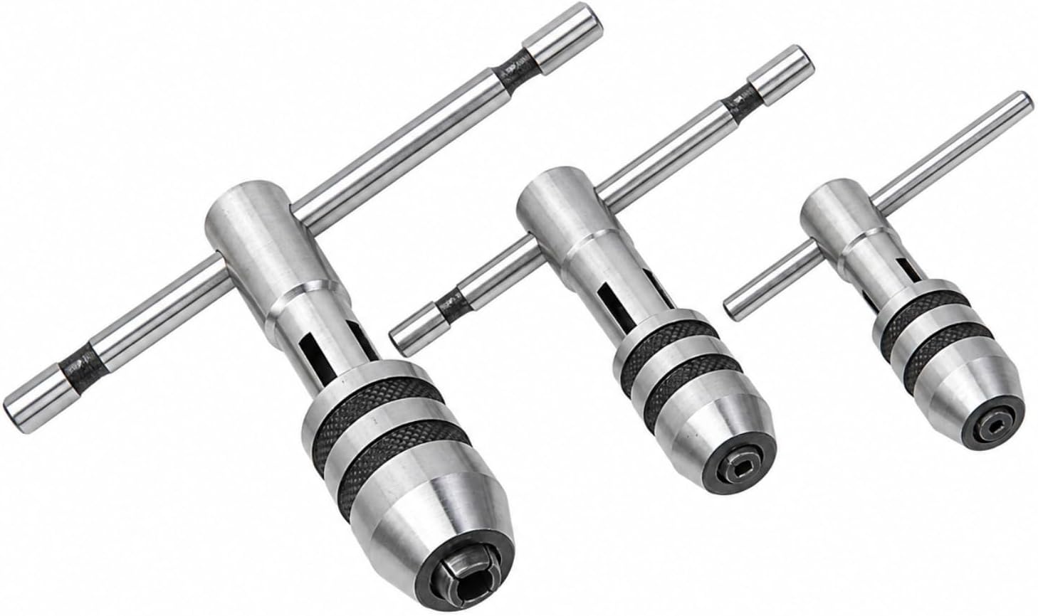 Set of 3 Adjustable T Handle Tap Wrench Set Jaw Capacity 1/16" to 1/2"