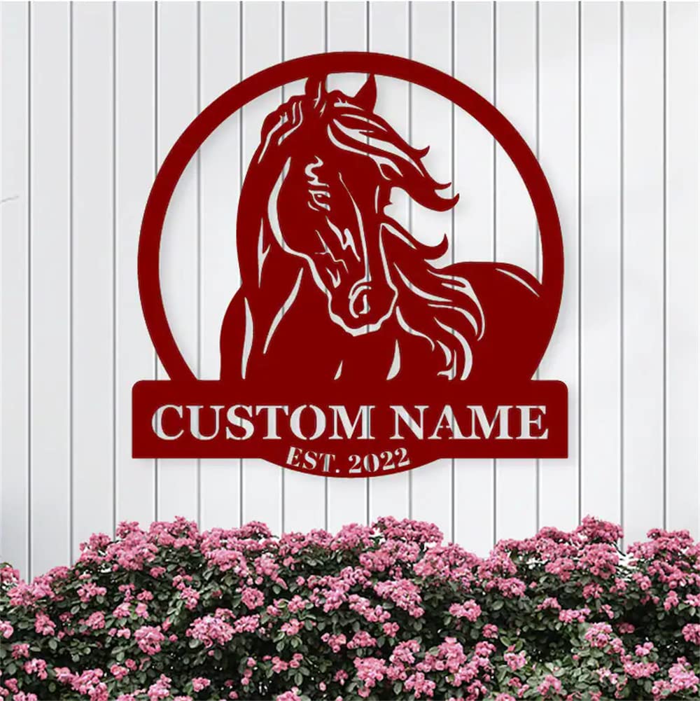 Cavallo Metallo Wall Art, Horse Farm Segni Metallo Esterno, Personalizzato Cavallo Indirizzo Segno