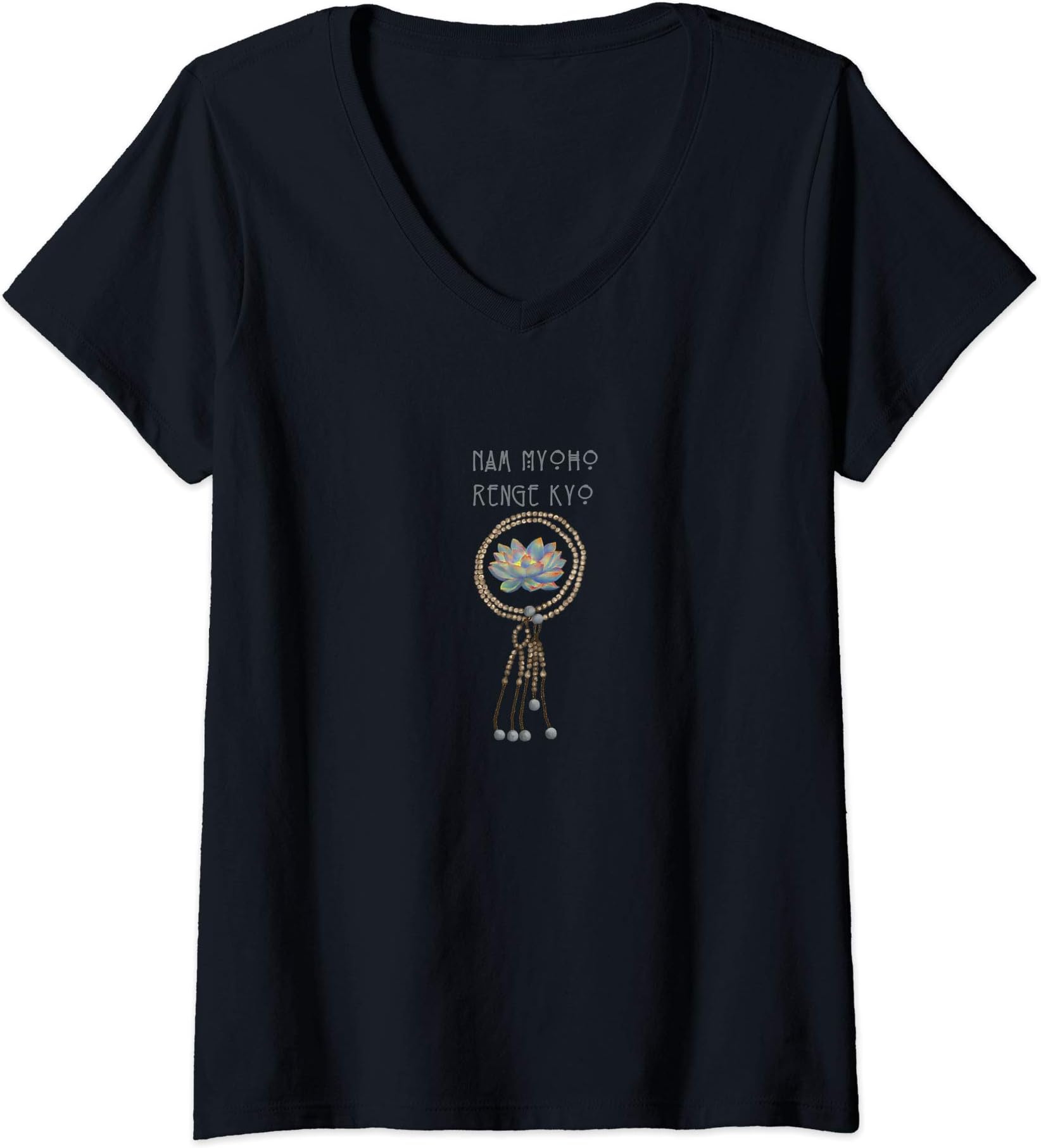Womens Nam Myoho Renge Kyo Juzu Bead Shirt V-Neck T-Shirt