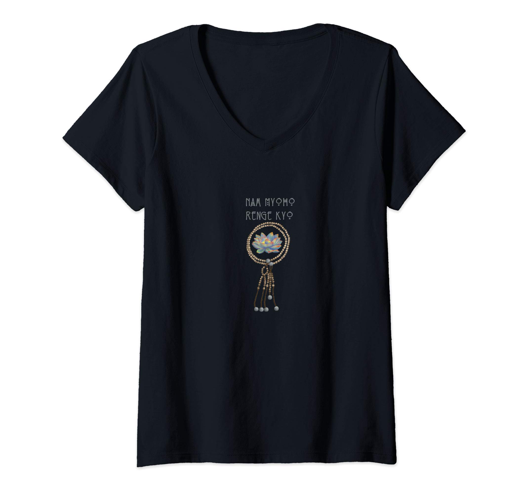 Womens Nam Myoho Renge Kyo Juzu Bead Shirt V-Neck T-Shirt