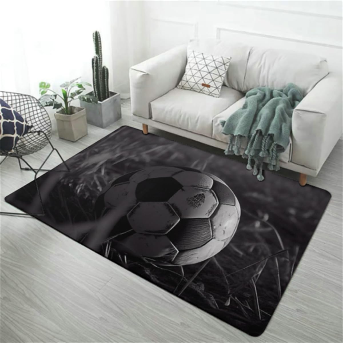 Tapis de sol antidérapant football tapis flanelle imprimé 3D souple salon