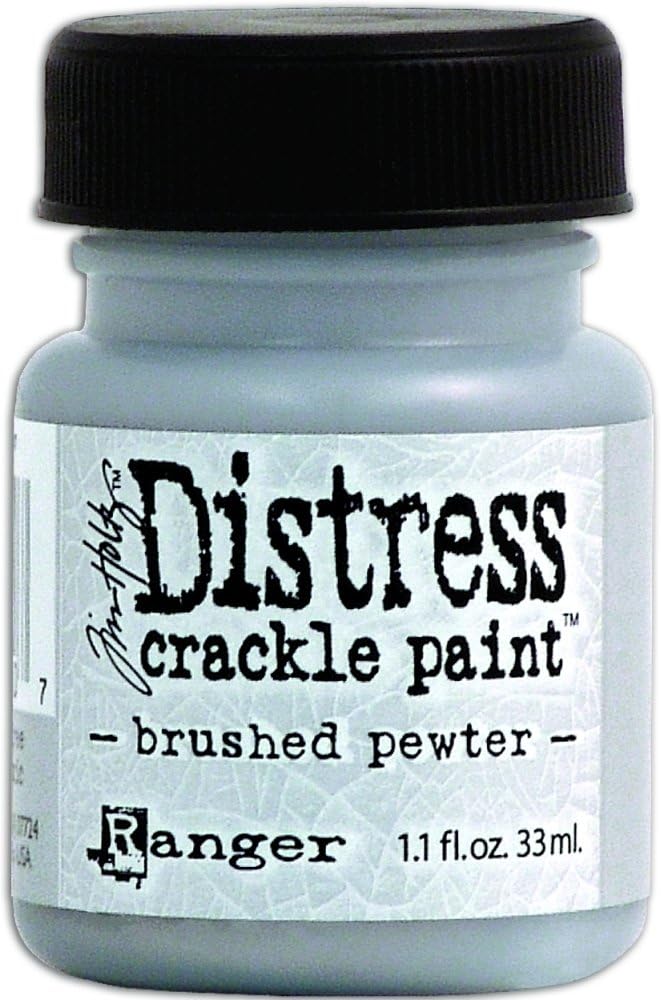 Ranger Ink Tim Holtz Distress Crackle Paint 1 Oz. Jar: Brushed Pewter