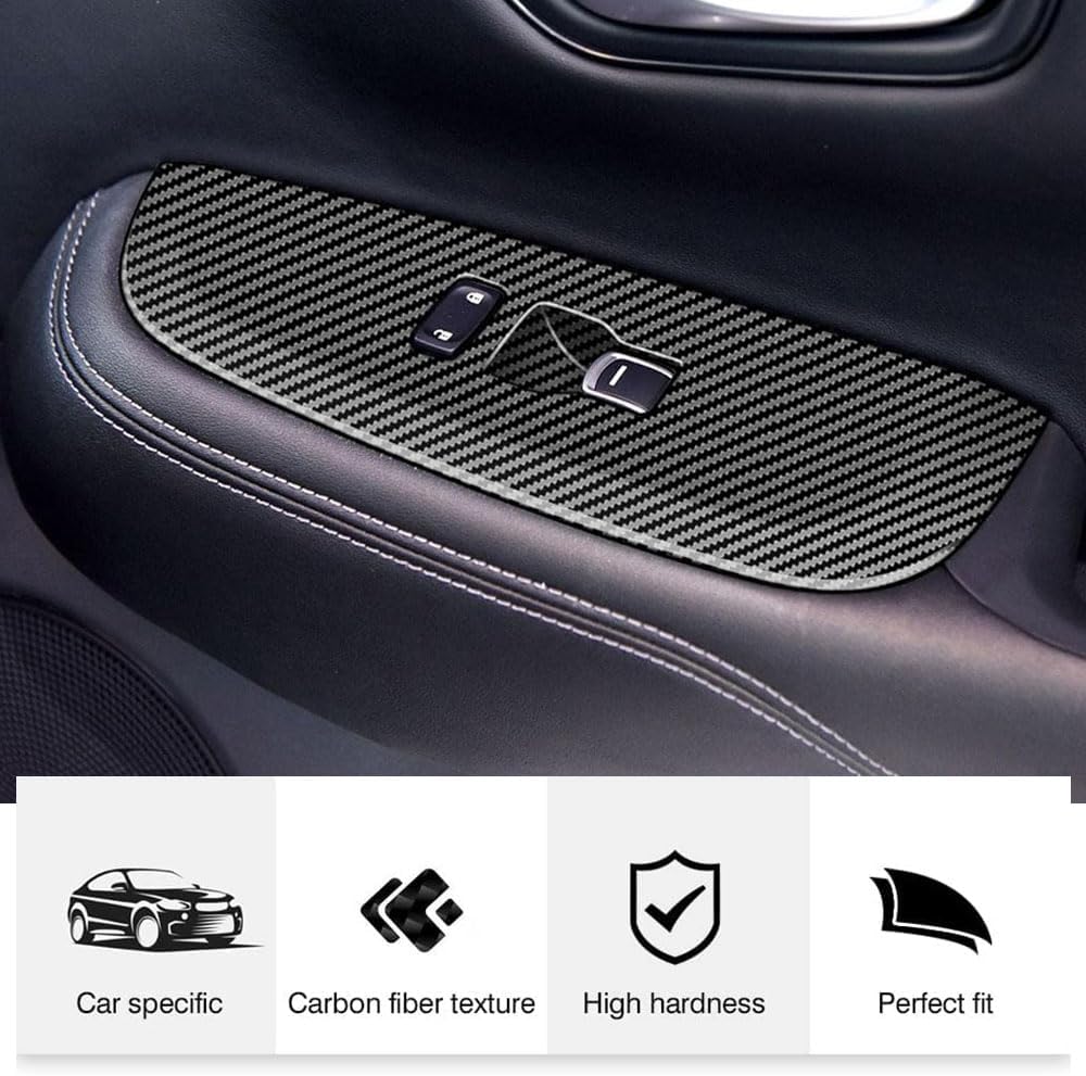 BOYOUS 4PCS ABS Carbon Fiber Style Car Door Window Glass Rise Lift Down Control Switch Panel Cover Interior Trim Accessories Fit For Honda 2023 2024 2025 2026 HR-V HRV
