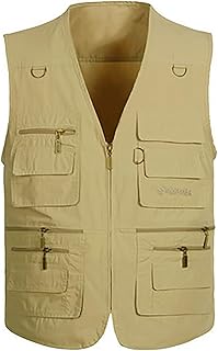 Chaleco de Pesca Hombre Secado Rápido Chaqueta Sin Manga con Multibolsillos para Viaje Senderismo Fotografía(Size:4XL,Color:Amarillo)