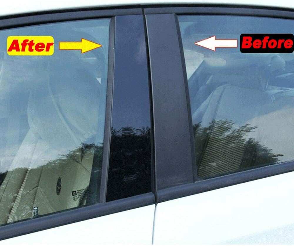 6X Black Window Pillar Posts Set Cover Door Trim Compatible for BMW 3 Series F30 2013-2018