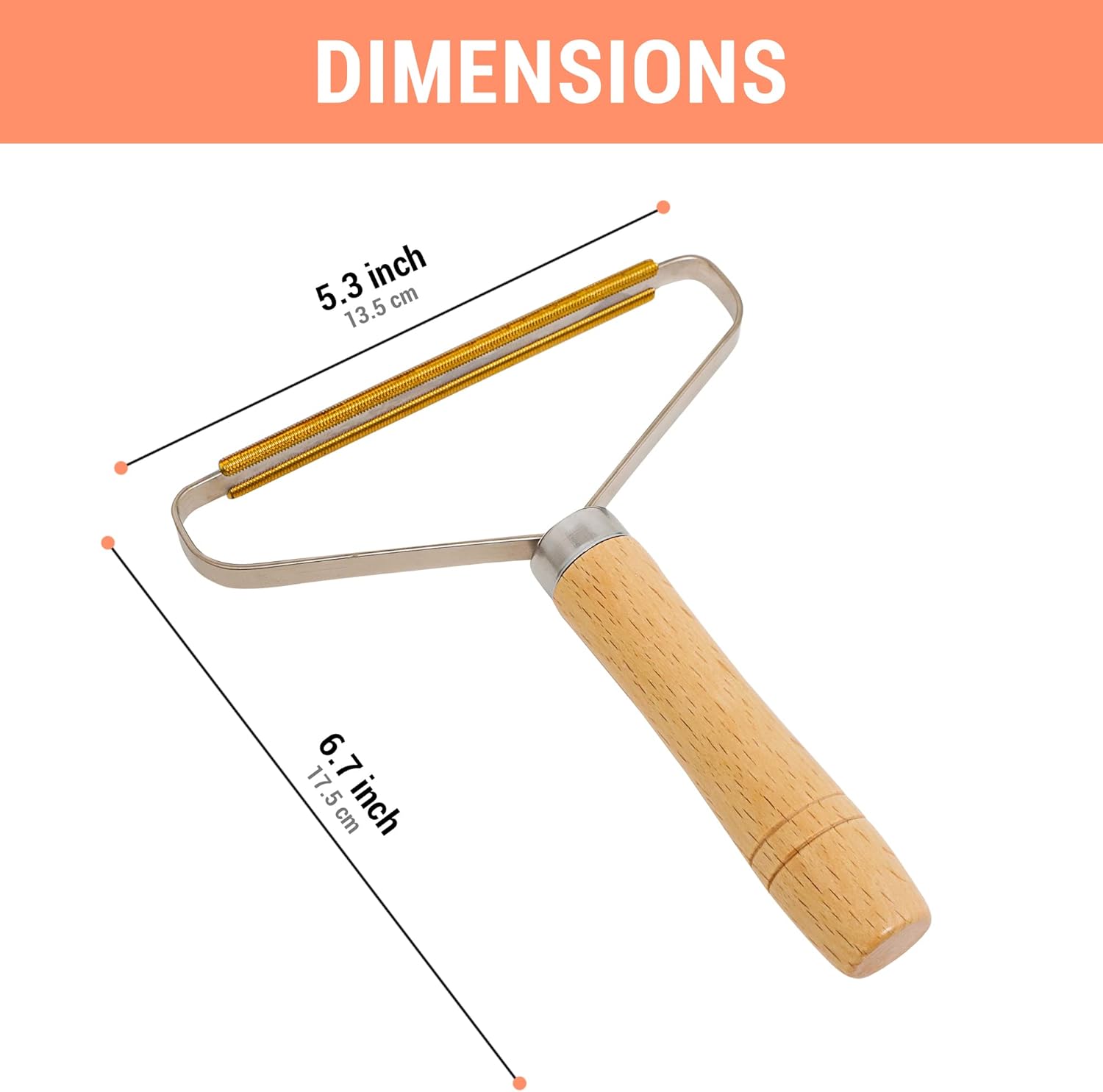 Dunfok Portable Fur & Lint Cleaner - Remove All Kinds of Fuzz and Lint from Carpets and Other Types of Fabric with This Pet Hair Remover - Wooden Handle with Steel Frame and Copper Shaving Head : Health & Household