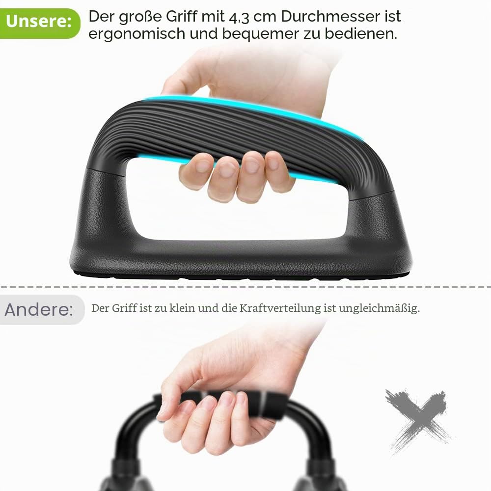 Kipika Liegestützgriffe, Push-up handles, Push-up bars aus Weichem Kunststoff, Anti-Rutsch-Polster an der Unterseite, Krafttrainingsgeräte für Muskeltraining,Set of 2
