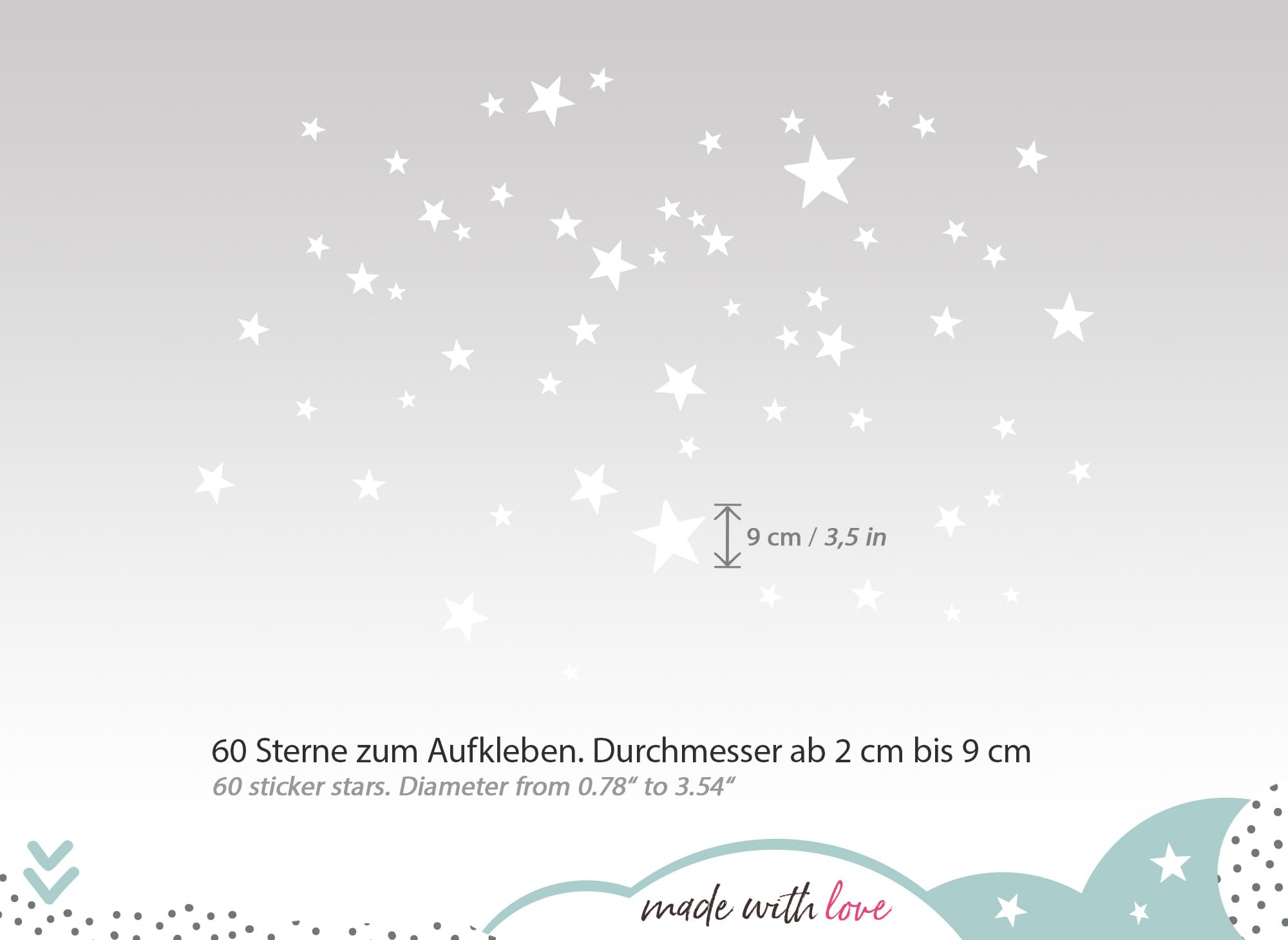 120 Autocollants Muraux Étoiles Rose Et Gris Pour Chambre D'Enfant - Faciles à Poser - Fabriqués En Allemagne - 2