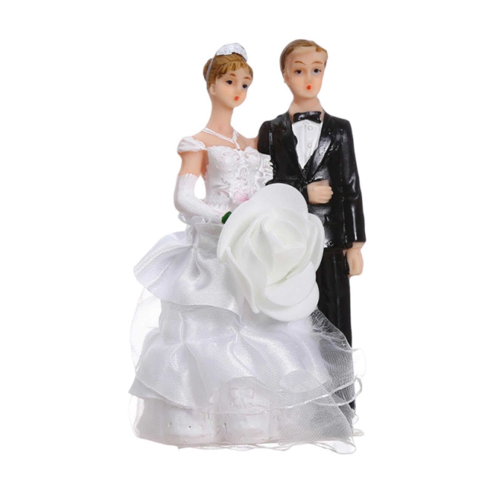 Figurines de mariés avec voiles blancs et décoration de buffet de mariage - 8