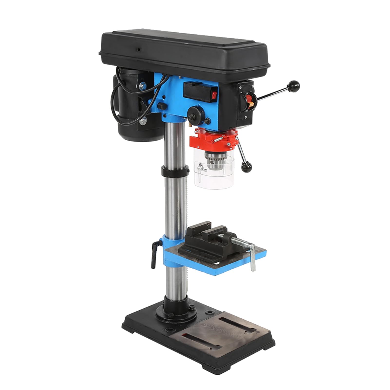 9 Speed Drill Press Stand, Electric Industrial Grade Benchtop Drill Press with Vice, Workbench Drill Press with Laser Position Function, 220V 550W Adjustable Industrial with 16mm Chuck
