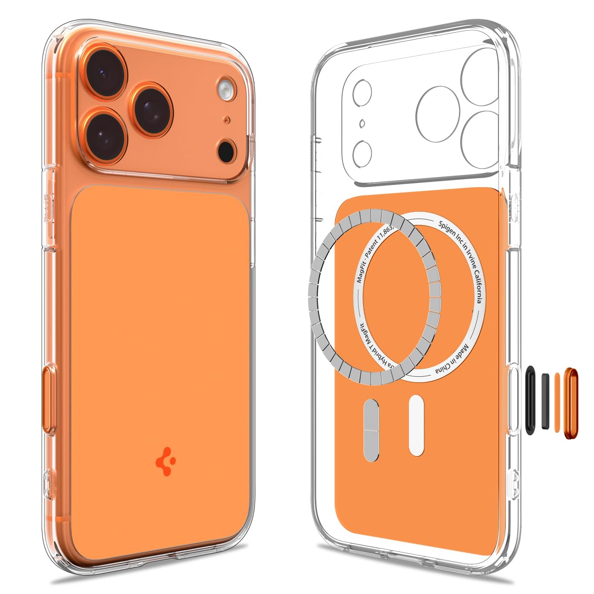 Spigen Ultra Hybrid T MagFit Back Cover Case Compatible with iPhone 17 Pro (TPU + Poly Carbonate | Glossy Orange)