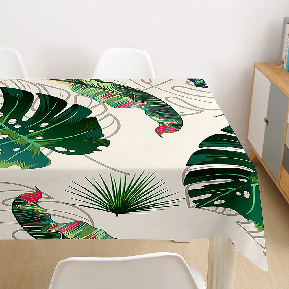 Hearda Nappe De Table Anti Tache Impermeable, Nappe De Cuisine Rectangulaire Feuille Verte 3D, Nappe Table Rectangle Extérieur Pour Fête De Mariage