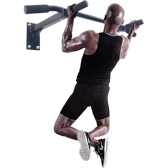 ISE SY-165 Multi-Function Fitness Pull-Up Bar for Ceiling Mounting Gym Bar up to 200 kg with Non-Slip Grips Countless Pull Up Exercises Wall Mount and 8 Heavy Duty Dowels for Mounting