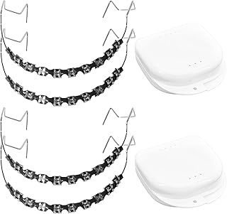 Brackets Falsos Para Dientes Kit 2 Pack, Braces Kit with Brackets & Wire & Glue, Brackets Para Dientes DIY Retainer for Teeth, Dental Student Practice Props (Black)