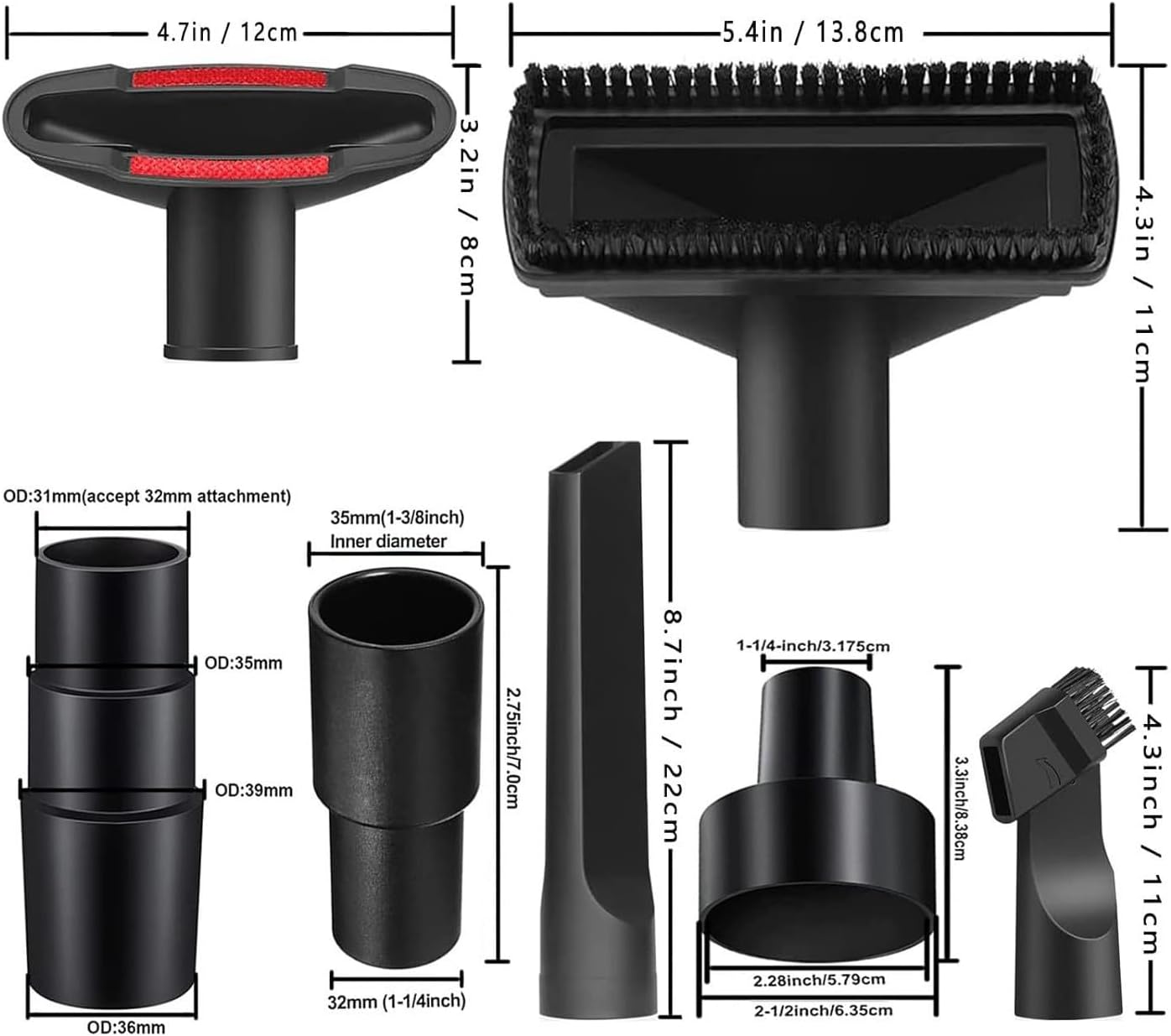 Vacuum Cleaner Attachment Kit for RIDGID HD1200M 2018–2026, Adjustable Vacuum Adapter with Dust Brush, Extension Wand and Flexible Crevice Tool for Home Use,B 8 Piece
