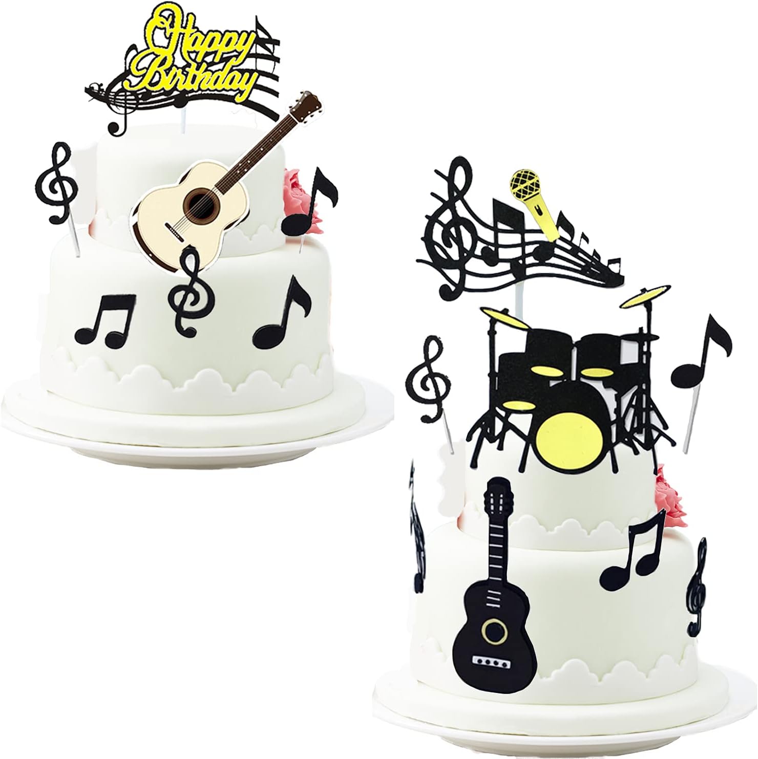 32 Pieces Guitar Rock Star Cupcake Topper -Rock Music Party Supplies Cake Decorations Baby Shower Rap Cake Topper Birthday Party Favors