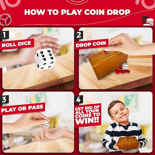 Miniatura 2 de SWOOC Juegos - Coin Drop | Juegos de dados simples + estratégicos para familias con monedas incluidas para 2-6 jugadores | Funciona con centavos