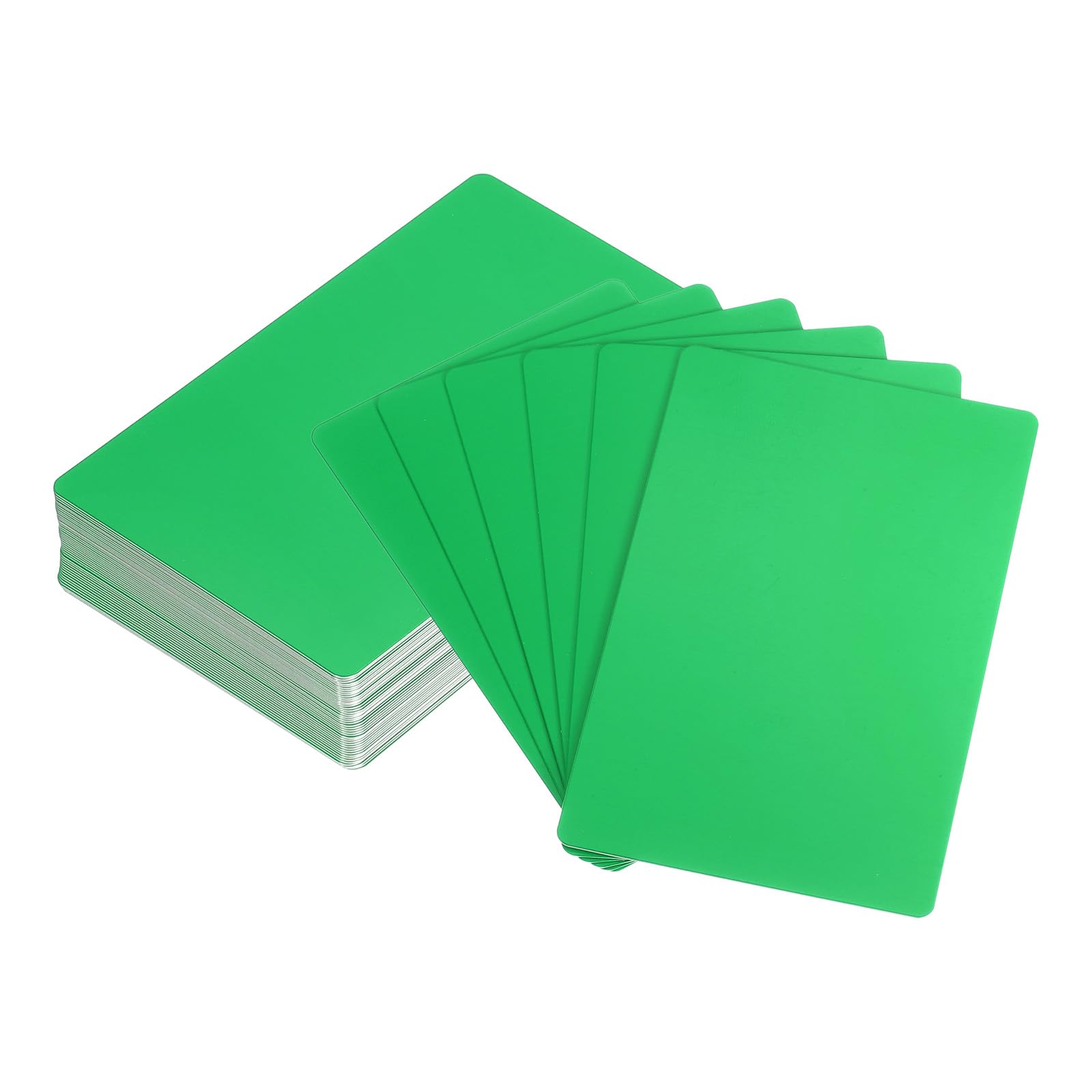 uxcell 50Pcs Blank Metal Business Cards 86 x 54 x 0.45mm Aluminum Sheet Name Card for Laser Engraving DIY Cards, Green