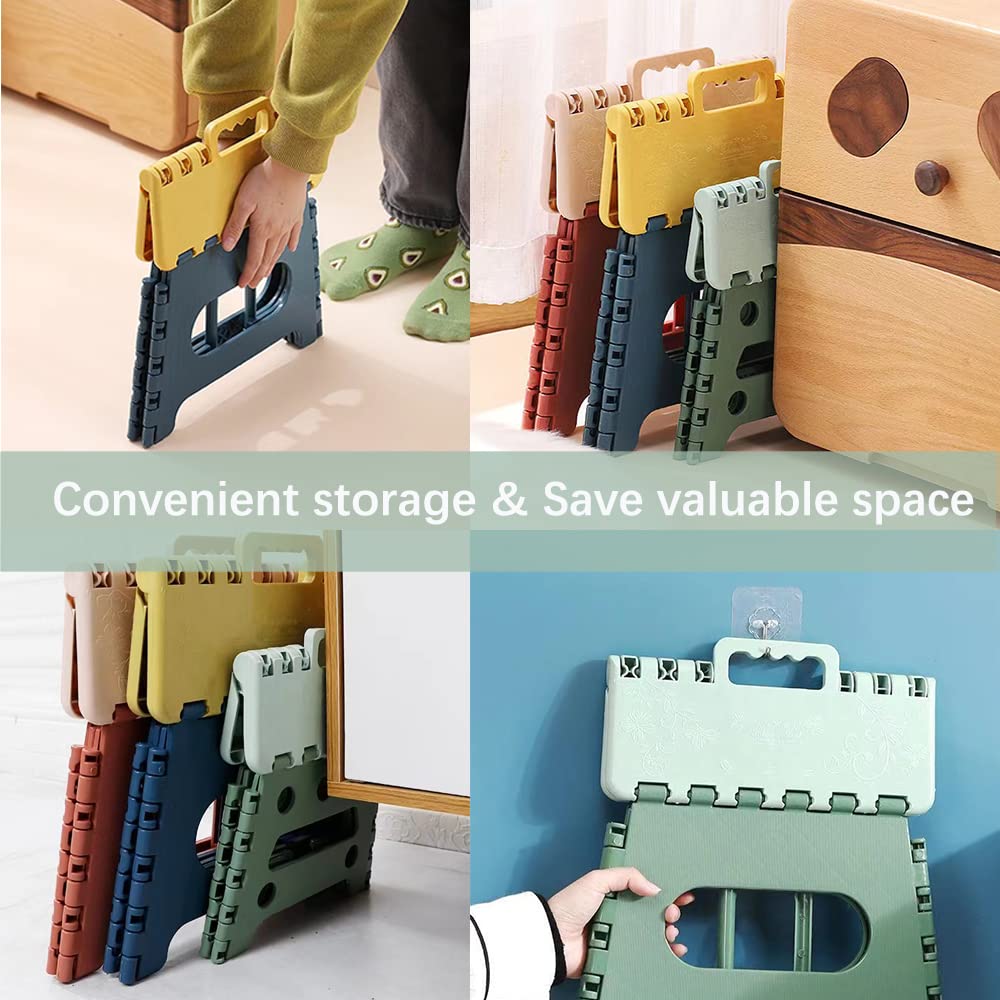 Plastica Sgabello Portatile per Bambini e adulti - Sgabello pieghevole di alta qualità - Sgabelli Multiuso con maniglia per Cucina, Bagno, Giardino, Casa (18 cm di altezza - verde)