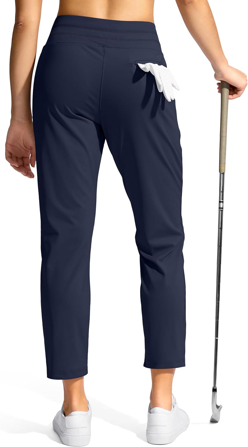 YYV Women's Pants with 3 Pockets High Waisted Golf Athletic Pants 7/8 Stretch Ankle Pants for Women Workout Travel Casual - Image 2