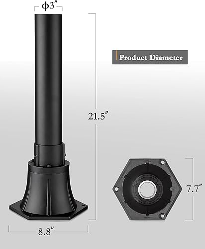 Miniatura 2 de Poste de luz exterior con base, accesorios para poste de lámpara exterior HWH, poste de montaje de aluminio negro y base para camino exterior,
