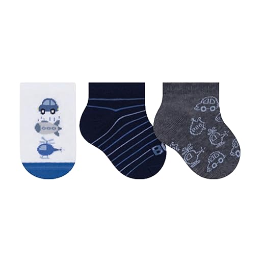 Kit 3 Pares Meia Infantil Menino Selene Estampada Colorida Cotton