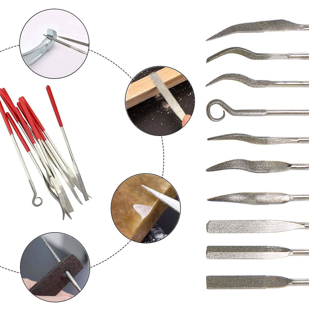 Lot De 10 Mini Limes Diamant Pour Bijoux, Métal, Verre, Pierre