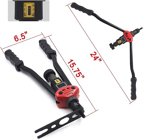 Miniatura 3 de HTTMT - Remachadora de tuerca manual 16.142 in 16" Kit de pistola de remache Herramienta de ajuste de tuerca fijadora NutSert métrica y pistola