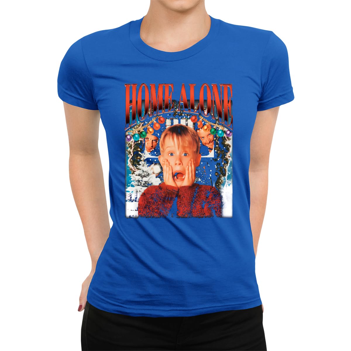 Unibly Women's Blue Kevin Home Alone Home Alone Christmas T-Shirt, M
