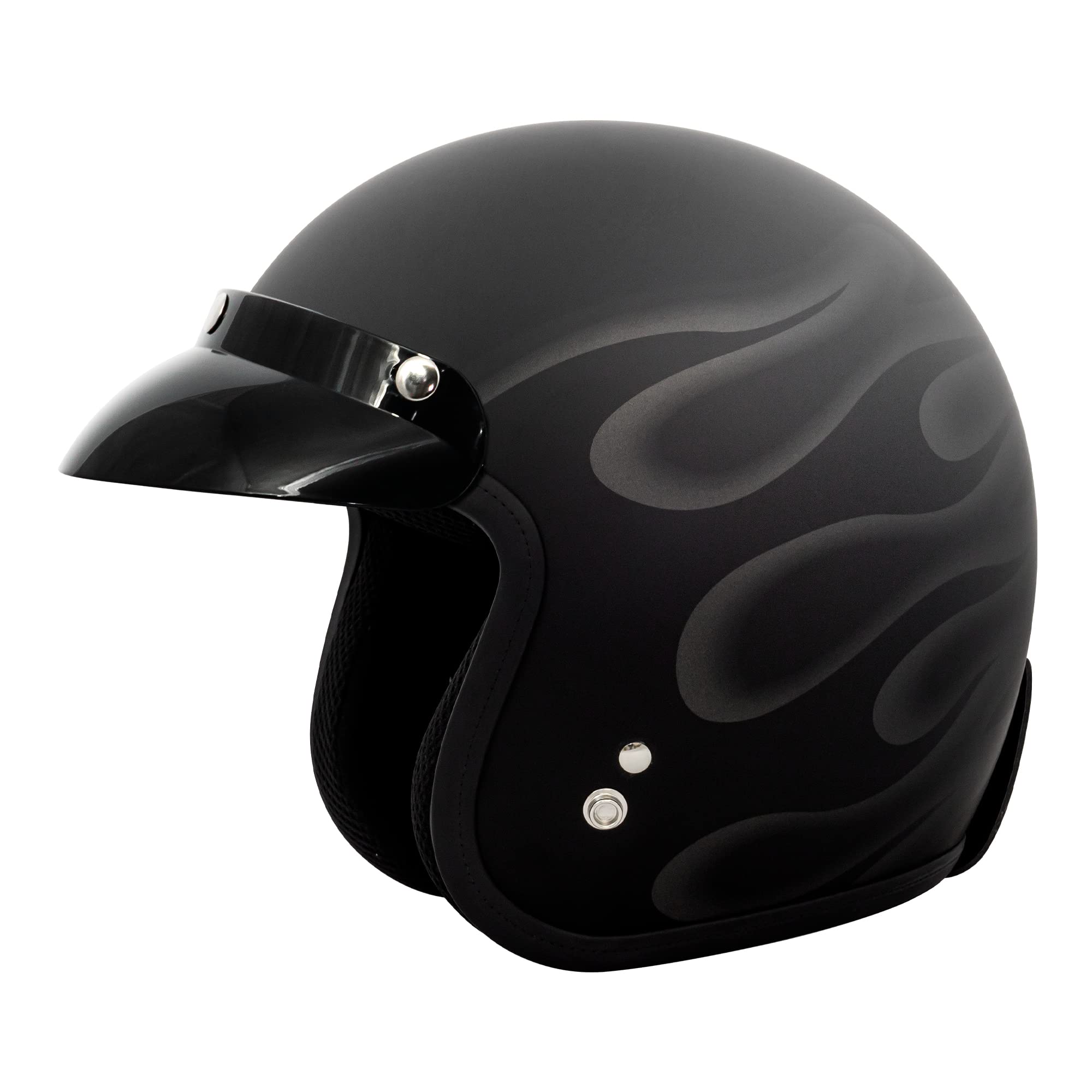 Photo 1 of VCAN V85C 3/4 Open Face Motorcycle Helmet DOT Approved (Matte Black Ghost Flame, X-Large)