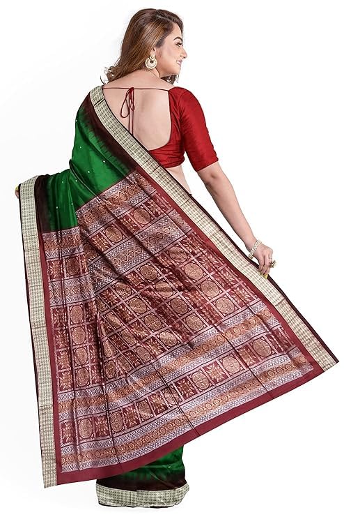 Image of Handmade Pure Bomkai Silk Saree Khandua Natural Silk Ikkat Saree For Women /Ethnic Wear /Traditonal Saree /Handloom Saree With Regular Fit Blouse Piece