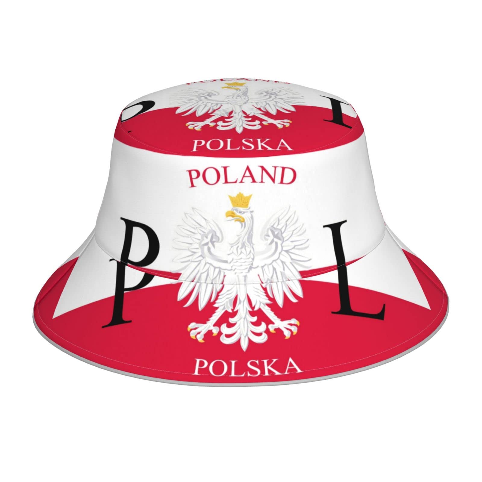 Iubbki Unisex Polish Flag Poland Polska American Flag And Eagle Reversible Bucket Hat Reflective Fisherman Cap, Foldable Sun Hat For Hiking Fishing