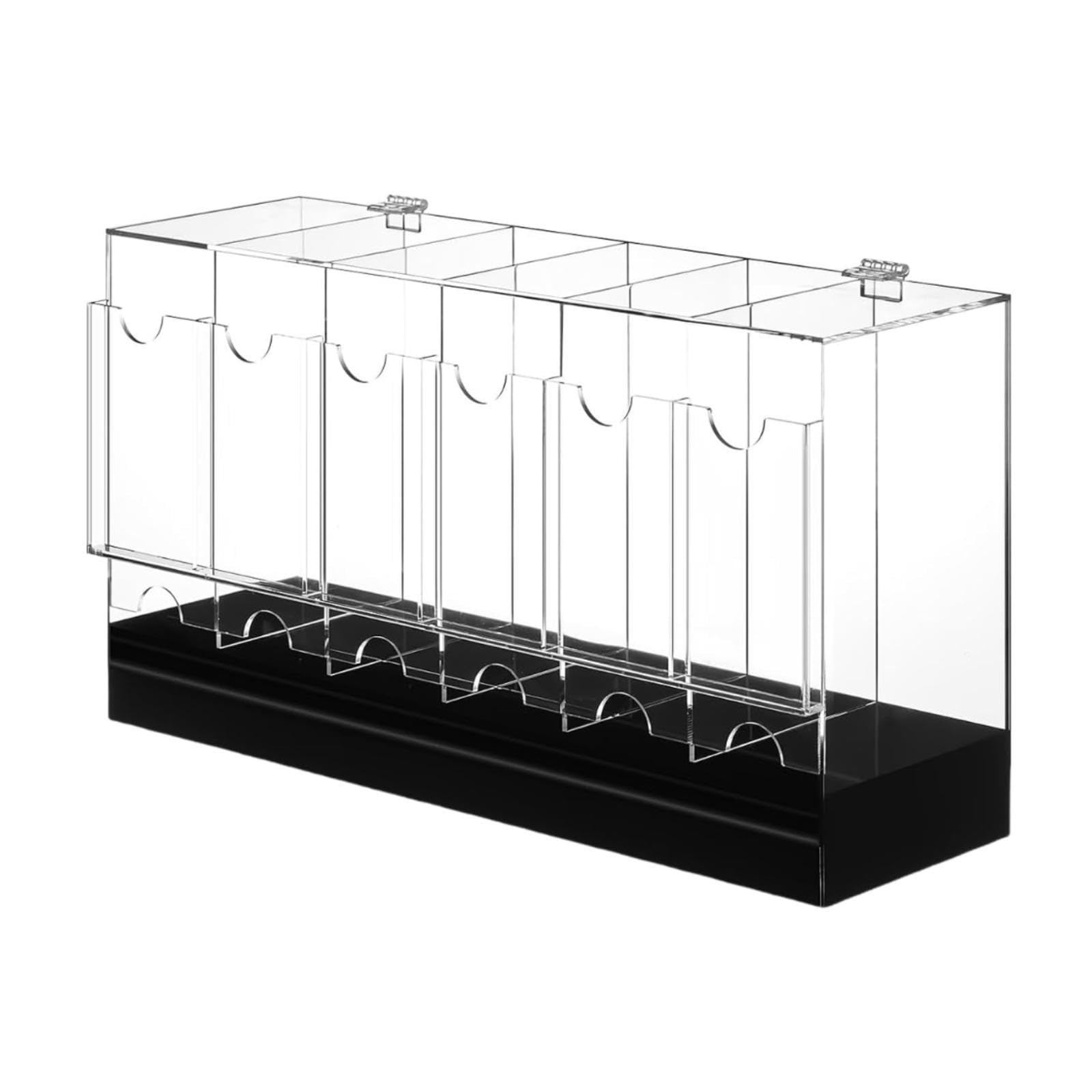 Distributeur de Boosters 6 Compartiments Vitrine Acrylique Organisateur de Cartes Présentoir de Paquets Boîte de Rangement Transparence Élégante, Noir