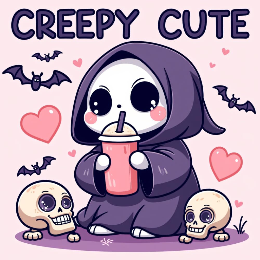 CREEPY CUTE: Bold and Easy Coloring Book for Adults and Teens: Cute and Spooky Pastel Goth Characters for Stress Relief and Relaxation