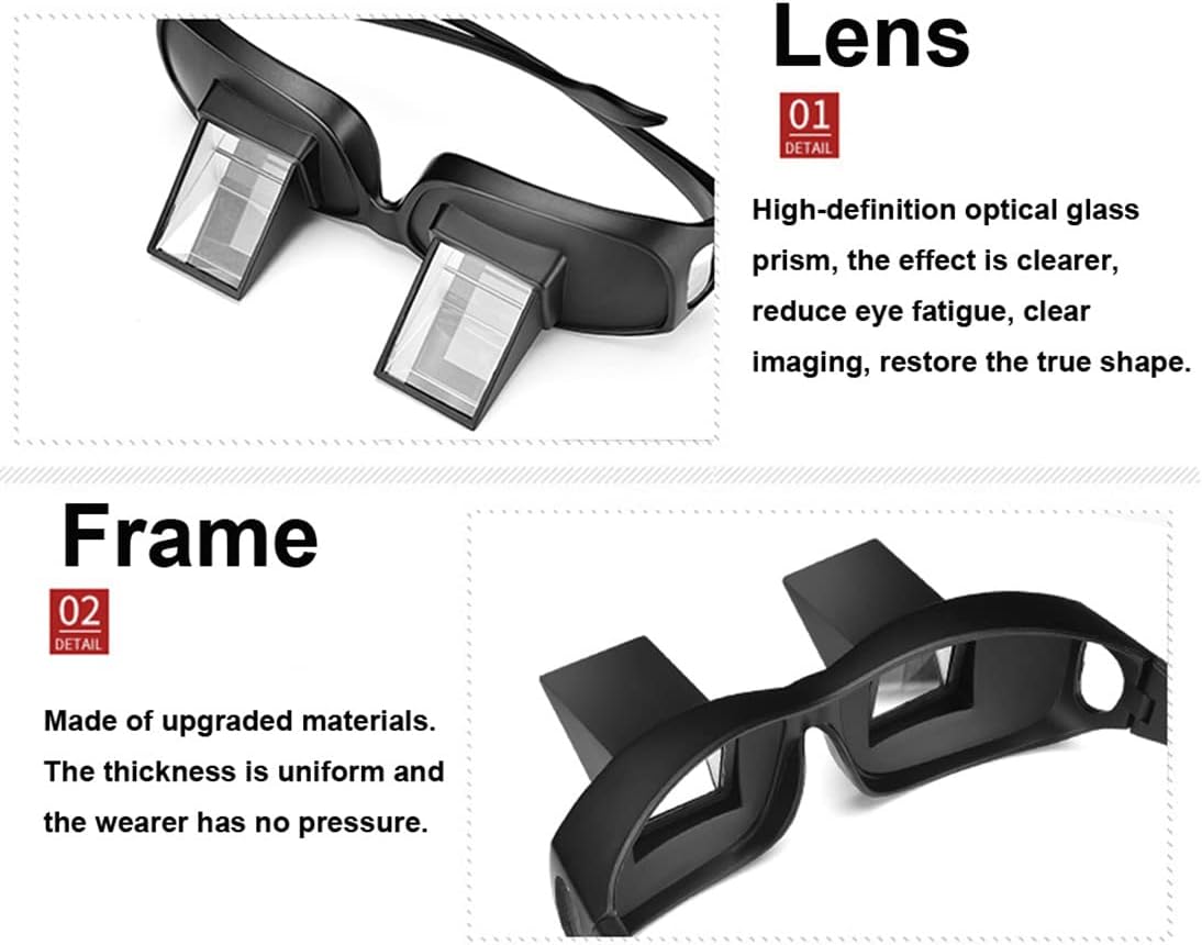 vinmax Bed Prism Spectacles Horizontal Mirror Lazy Readers Glasses 90 Degree Prism Glasses for Laying Down Reading and Watching TV -2023 New Upgrade